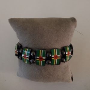Beaded Flag Bracelet- Dominica